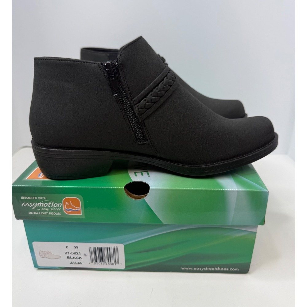 Easy Street Jalia Booties Black Zip Faux Leather Size 8 W Women Western Boho